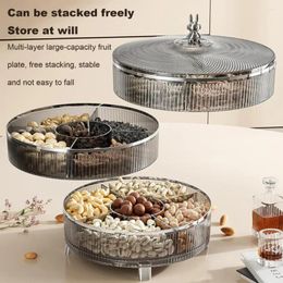 Plates Triple Layer Snack Platter Container Divided Nut Serving Tray With Lid 360-degree Rotation Transparent Plastic Storage Box