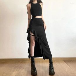 Skirts Medium Length Skirt Women High Waist Side Split Design Hip Wrap Solid Colour Sexy Slim Fitting Sweet And Spicy Leisure