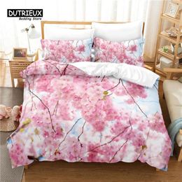 Bedding Sets 3pcs Duvet Cover Set Pink Flower Soft Comfortable Breathable For Bedroom Guest Room Decor