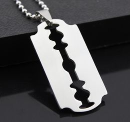 5pcs Stainless Steel Razor Blades Pendant Necklaces Men Steel Male Shaver Shape Necklace geometric Wife gift7191473