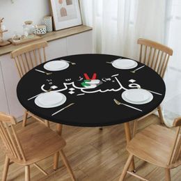 Table Cloth Palestine Arabic Calligraphy Name With Palestinian Flag Hand Cover Fitted Backed Edge Tablecloth For Picnic