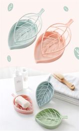 New Home Multifunctional household storage soap box Bathroom Shower Leaf Shape Dish Storage Plate Tray Holder Case Container KD19660184