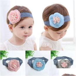 Hair Accessories Big Flowers Baby Girls Cute Lace Flower Headband Children Kids Infant Headwear Drop Delivery Maternity Dhaqr