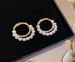 Stud Fashion Pearl Crystal Earrings For Women Girls Simple Multilayer Circle Vintage Brincos Korean Jewelry Accessories3987951