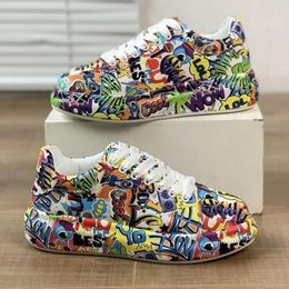 Casual Shoes Thick-soled Increased Women's Sports Women Hand-painted Graffiti White Outdoor Plus Size 43