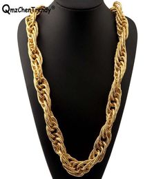 T Show Stage 22mm Width 243g Super Heavy Women Mens Rope Chain Necklaces Golden Silver Bling Hip Hop Exaggerated Jewelry5632095