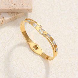 Bangle Arrival Luxury Stackable Statement For Women Wedding Cubic Zircon Crystal CZ Dubai Gold Plated Bracelets Gifts