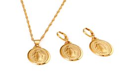 Virgin Mary Jewelry Set Trendy Gold Color Our Lady Women Men Jewelry Wholesale Pendant Necklaces Set9414081