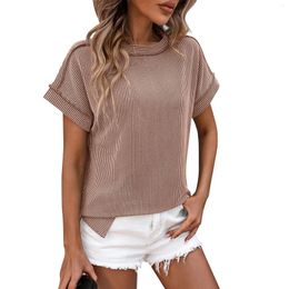 Women's Hoodies Fashion Summer Round Neck Outer Seam Twisted Stripe Short Sleeve Loose T-Shirt Plus Rozmiar Topy Camisetas Femininas