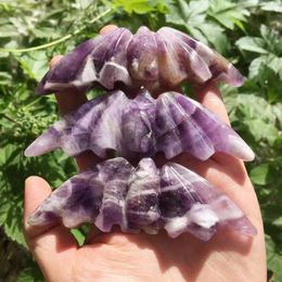 Decorative Figurines 10CM Natural Dream Amethyst Purple Quartz Crystal Hand-Carved Bat Beauty Crafts Gifts