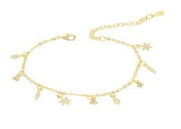 fashion Jewellery delicate cz charm tiny cute girl gold chain 165cm luxury dangle charm gold plated bracelet8632509