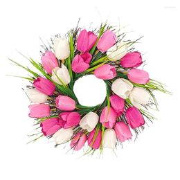 Decorative Flowers Y166 Mother Day Wreath Artificial Flower Spring Summer For Front Door Garden Wedding Holiday Decorations