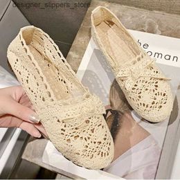 Sandals Ladies Shoes 2023 High Quality Mesh Flat Shoes Versatile Lightweight and Simple Lazy Shoes Round Toe Womens Flat Shoes Q240511
