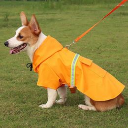 Dog Apparel Raincoats For Large Dogs With Reflective Strip Hoodie Rain Poncho Jacket Puppy Coat Waterproof Adjustable