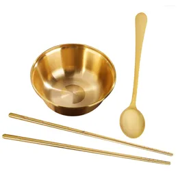 Mugs Noddles Bowl Fruit Salad Chopsticks Snack Container Rice Serving Korean Spoons Kitchen Kitchenware Tableware Brass Storage