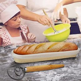 Baking Tools Oval Bread Proofing Basket Rattan Multipurpose Portable With Dough Whisk Making