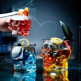 Creative Home Glass Cocktail Glass Skull Cup Whiskey Soul Personality Halloween Commercial Wine Glass Bar 240429