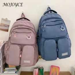 Backpack Student Schoolbag Solid Colour Laptop Fashion Large Capacity Waterproof Nylon Multi-Pockets For Teenage Girls Boys
