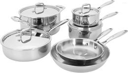 Cookware Sets Clad Impulse 10-pc 3-Ply Stainless Steel Pots And Pans Set Fry Pan Saucepan With Lid Saute