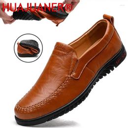 Dress Shoes Genuine Leather Men Casual 2024 Slip On Formal Loafers Moccasins Italian Black Male Driving Big Size 37-47