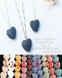 Heart Lavarock Bead Long volcano Necklace Aromatherapy Essential Oil Diffuser Necklaces Black Lava Pendant Jewellery SZ4756663746