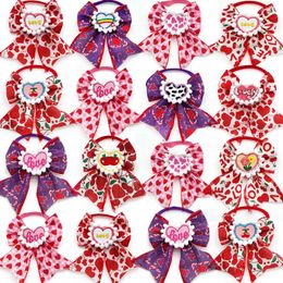 Dog Apparel 30/50pcs Valentine's Day Pet Bowties Neckties Love Heart Style Small Dogs Bow Ties Necktie Grooming Products Collar