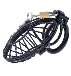 Stainless Steel Mesh Hollow Black Large Cock Cage Device Metal Bondage Penis Slave Ring Belt Cbt Sex Toy for Men5872632