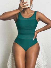 Women's Swimwear One Piece Swimsuit Women 2024 Solid Sexy Mesh Monokini Bodysuit Bathing Suit For Female Summer Backless Beach Wear