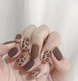 24pcsset Leopard Print False Nail Artificial Tips Full Cover for Decoration Stiletto Design Press On Nails Art Fake Extension Tip6619312