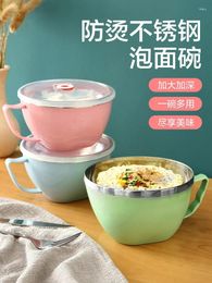 Bowls Stainless Steel Tableware Bowl Large Capacity Super Instant Noodle With Lid Lunch Box