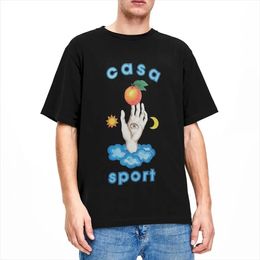 Casablanca Tennis Club for Men Women T Shirts Outfits Trendy Tee Shirt TShirt Pure Cotton Adult Clothing 240426