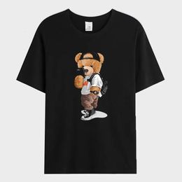 2024 Summer Mens T-shirt Teddy Bears Who Can Take Pos Printed T-shirt Cotton Short Sleeve Oversized Tee Shirt Men Clothes 240511