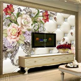 Wallpapers Wellyu Custom Wallpaper 3D Murals Large Rich Flower Open Soft Bag Background Wall Painting Papers Home Decor