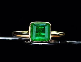 FFGems 18K Gold Color Emerald Rings for Women Vintage Silver Color Ring Mens Jewelry Brand Anniversary Party Gift whole5781567