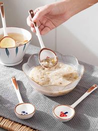 Spoons Ins Japanese Style Soup Spoon Hand Fired Ceramic Material Resistant To And Cold Temperatures Dessert Congee