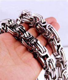 GNAYY Customized Size 740 Huge Heavy 316L Stainless Steel 5 8 12 15mm Byzantine Chain Men Necklace and Bracelet Fashion Design2359852565