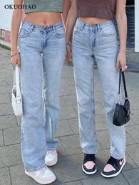 Women's Jeans Fashion Classic Y2K Baggy Women High Waist Loose Straight Leg Pants Summer Light Wash Casual Blue Streetwear Mom Trousers