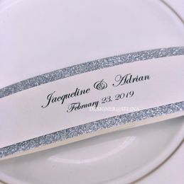 Customised Print Ivory Belt with Glitter Paper Bottom For Wedding Invitation5091506