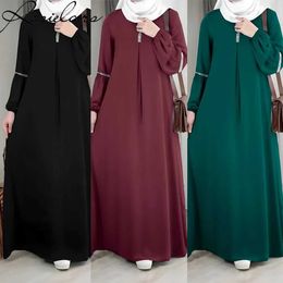 Ethnic Clothing Fashionable Saudi Arabia Dubai Abaya Womens Dress Casual Sequins Sundress Dress Muslim Dress Elegant Womens Islamic Clothing T240510