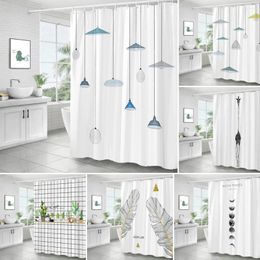 Shower Curtains Simple Geometric Nordic Plant Leaves Printing Bathroom Curtain Polyester Waterproof Home Decoration With Hooks
