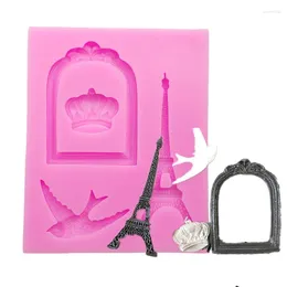 Baking Moulds Eiffel Tower Bird Crown Silicone Fondant Mold For Cake Decoration Sugar Paste Chocolate Mould Decorating Tools ZJ008