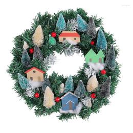 Decorative Flowers Pre-lit Artificial Christmas Wreath Lifelike Tree Celebration Garland Home Decor Accents For Front Door