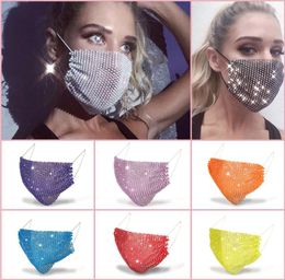 20pcs Fashion Colourful Mesh Party Masks Bling Diamond Rhinestone Grid Net Washable Sexy Hollow Mask for Women1973840