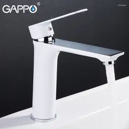 Bathroom Sink Faucets GAPPO White Basin Faucet Deck Mounted Wash Brass Tall Tap & Cold Water Mixer Taps