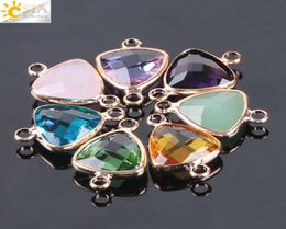 CSJA 13mm Mixed Colour Glass Beads Triangle Double Buckles Connector Faceted Loose Bead for DIY Necklaces Bracelets Earrings Jewelr5839192