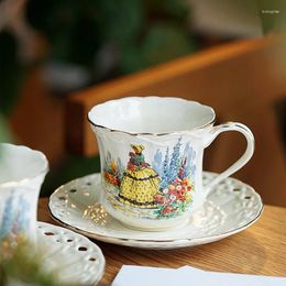Cups Saucers Luxury European Style Coffee Cup Set Bone China Saucer Afternoon Tea 150ml Mug With Spoon Home Office Gift Drinkware