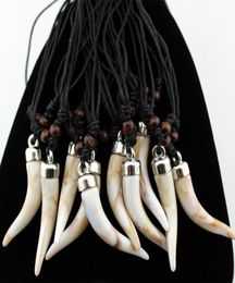 Fashion Jewellery Whole Mixed 12pcs Acrylic Design Imitation Elephant tooth Necklace Wolf tooth pendant Amulet Gift MN5794970718