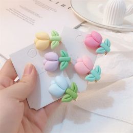 New Cute Girl Sweet Frosted Flowers Duckbill Clip Tulip Hair Clips Candy Colour Side Bangs Card Hair Accessories Headwear