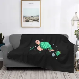 Blankets Funny Amusing Sea Turtl Blanket Fleece Portable Cartoon Breathable Warm Black Throw For Sofa Outdoor Bedding Throws