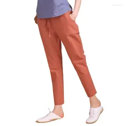 Women's Pants Plus Size Solid Pencil Drawstring Autumn Summer 2024 Cotton Linen Casual Vintage Trousers Spring Full 5XL 6XL